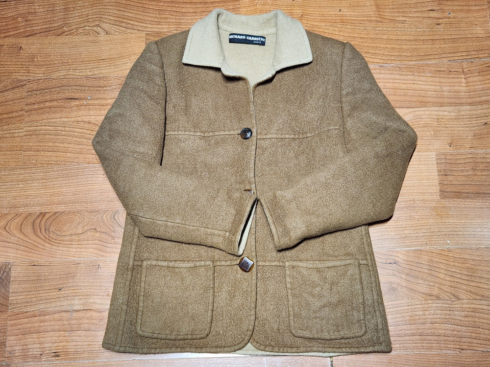 Vintage Richard Carriere Paris 100% Wool Chore Jacket Barn Coat Men's Size Small